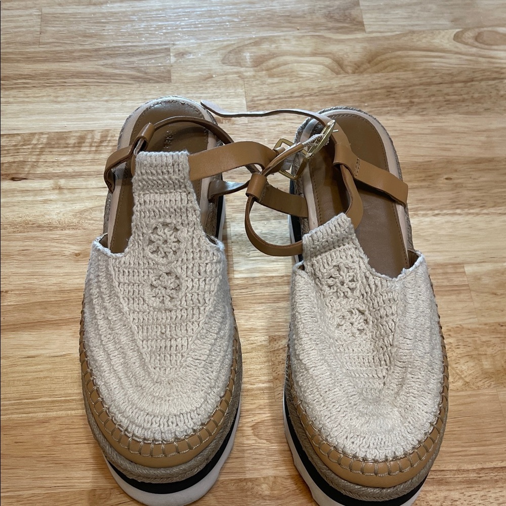 Free People Cream and Tan Espadrilles